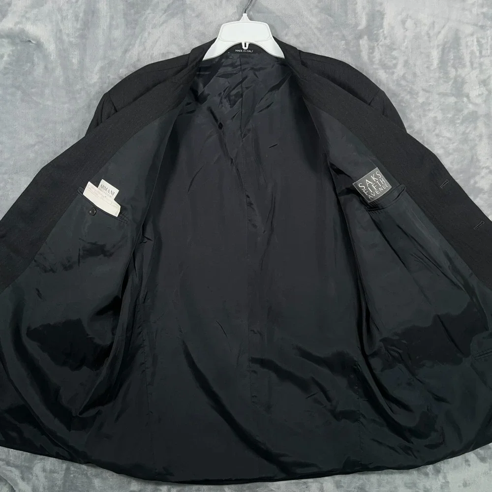 Armani‎ Collezioni Suit Jacket Mens 56L Dark Gray 3 Button Blazer Italy Wool